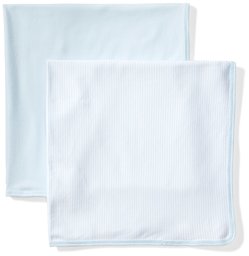 Moon and Back Baby Set of 2 Organic Swaddle Blankets, Blue Sky, One Size