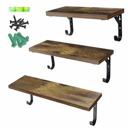 UMI Essentials Set of 3 Wooden Wall Shelves Hanging Shelves Floating Shelves for Living Room Bedroom Office Kitchen or Hallway