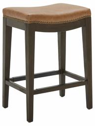 Amazon Brand – Stone & Beam Elden Leather Nailhead-Trim Kitchen Counter-Height Backless Stool, 26