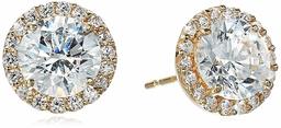 14K Gold 2cttw Swarovski Zirconia Round Halo Stud Earrings