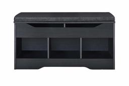 AmazonBasics Classic Shoe Bench with Lift-Top Compartment and 3 Storage Cubbies - Black Oak