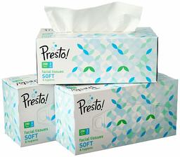 Amazon Brand - Presto! 2 Ply Facial Tissue Carton Box - 200 Pulls (Pack of 3)