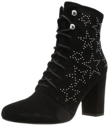 The Fix Sheena Lace-up Bootie with Studded Star Embellishment Fashion Boot, Daim Noir, M M US