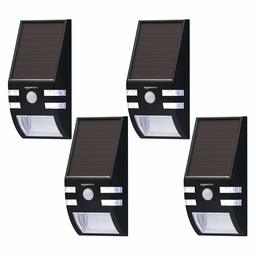 AmazonBasics Solar-Powered Motion Sensor Accent Light for Front Door, Patio, Yard, and Porch - 10 LED, 100 Lumen, 4-Pack