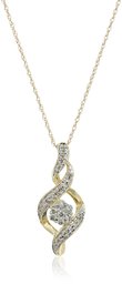 Amazon Collection10K Yellow Gold Diamond 7 Stone Cluster Twist Pendant Necklace (1/4 cttw),18