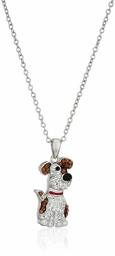 Women's Silver-Plated Crystal Dog Body Pendant Necklace, Silver/Brown/Black/Red, 18