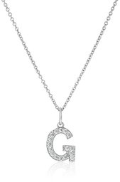 Amazon CollectionPlatinum Plated Sterling Silver Swarovski Zirconia Initial