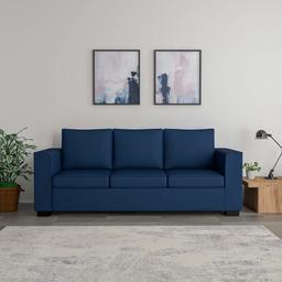 Amazon Brand - Solimo Cosmos Fabric 3 seater Sofa (Blue)