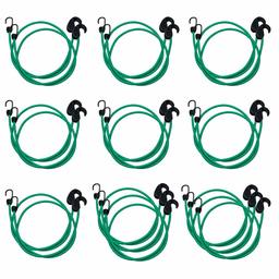 AmazonBasics Adjustable 48-Inch Bungee Cords, Green, 2-Pack (20-Piece)