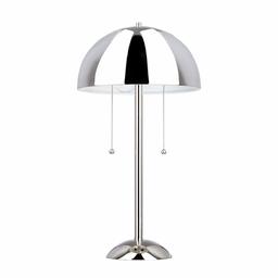 Amazon Brand – Rivet Modern Metal Dome-Shaped Table Lamp with Dual Pull Chain Switches, LED Bulbs Included, 21