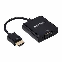 AmazonBasics Gold-Plated HDMI (Male) to VGA (Female) Adapter with 3.5mm Audio Port (Renewed)