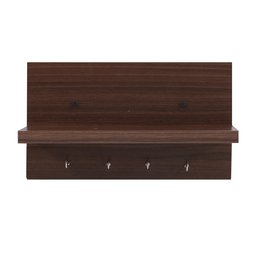 Amazon Brand - Solimo Wall-Mounted Wall Shelf with Key Hook (Matte Finish, Walnut)