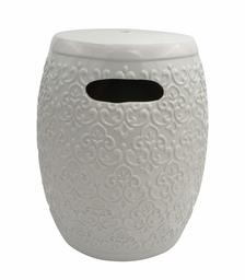 Amazon Brand – Ravenna Home Damask-Pattern Ceramic Garden Stool or Side Table, 16