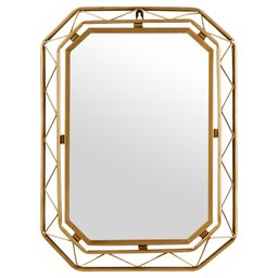 Rivet Modern Metal Lattice-Work Gold Hanging Wall Mirror