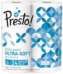 Amazon Brand - Presto! 308-Sheet Mega Roll Toilet Paper, Ultra-Soft, 6 Count