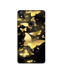 Amazon Brand - Solimo Designer Golden Butterfly Pattern UV Printed Soft Back Case Mobile Cover for Lava Z80