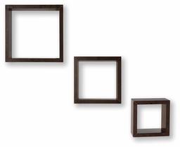 (Renewed) Amazon Brand - Solimo Square-Shaped Nesting Wall Shelf, Set of 3 (Matte Finish, Wenge)