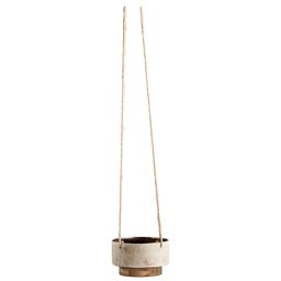 Amazon Brand – Rivet Mid-Century Modern Stoneware Indoor Hanging Planter Flower Pot with Rope, 5