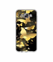 Amazon Brand - Solimo Designer Golden Butterfly Pattern UV Printed Soft Back Case Mobile Cover for Samsung Galaxy E5