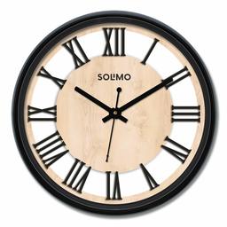 Amazon Brand - Solimo 12-inch Wall Clock - Roman Wheel (Silent Movement)