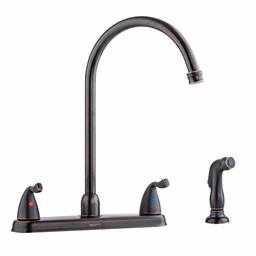 AmazonBasics Grifo de dos manijas para cocina, arco alto, bronce ennegrecido