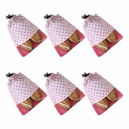 Amazon Brand - Solimo Fabric Shoe Pouch with String, Polka Dots, Set of 6