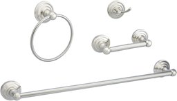 AmazonBasics Lot de 4 accessoires de salle de bain Traditionnel - Nickel satiné