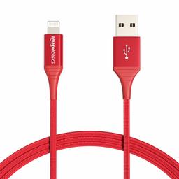 AmazonBasics - Cavo di ricarica Lightning-USB-A, in nylon doppio intrecciato, serie Advanced, certificato MFi, serie Advanced, per iPhone, rosso, 1,82 m