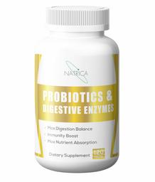 Natrica Probiotics, Prebiotics and Digestive Enzymes, 120 Count