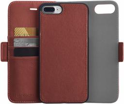 AmazonBasics iPhone 8 Plus / 7 Plus PU Leather Wallet Detachable Case, Dark Brown (Renewed)