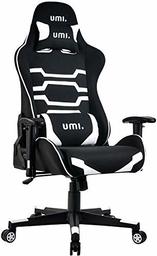 UMI. Essentials - Silla de escritorio para juegos, diseño ergonómico, con reposabrazos ajustables y función de balanceo, color blanco