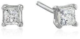 10k White Gold Princess-Cut Diamond Stud Earrings (1/4 cttw)