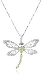 Collana con ciondolo a forma di libellula in argento Sterling a forma di marquise e diamante (0,01 cttw, colore I-J, chiarezza I1-I2)