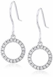 Women's Open Circle Cubic Zirconia Drop Earrings, Sterling Silver, One Size