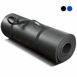 UMI. by Amazon - Gym Mat Sports Mat Non-Slip Fitness Mat Pilates Mat with Yoga Mat Carrying Strap, black