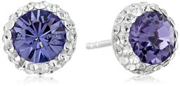 Boucles d'oreilles à tige en argent sterling avec cristaux Swarovski,violet