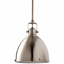 Amazon Brand – Stone & Beam Industrial Hood Pendant Light Chandelier - 8 Inch Shade, 13 - 61 Inch Cord, Brushed Nickel