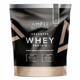 Marchio Amazon - Amfit Nutrition Mix di proteine Whey del siero di latte gusto Cookies & Cream, 32 porzioni, 990 g