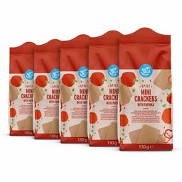 Marchio Amazon - Happy Belly - Mini cracker alla paprica, 5 x 130 g