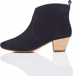 Amazon Brand - find. Leather Western Ankle Boot, Blue (Navy), US 8.5