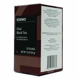 Amazon Brand - Solimo Chai Black Tea Bags, 20 Count