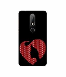 Amazon Brand - Solimo Designer Heart Shape Lady with Glitter 3D Printed Hard Back Case Mobile Cover for Nokia 6.1 Plus