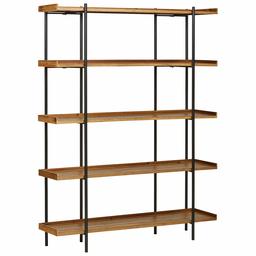 Amazon Brand – Stone & Beam Industrial Bookcase, 72 Inch Height, Natural Wood, Black Metal Frame