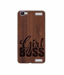 Amazon Brand - Solimo Designer Girl Boss On Wood 3D Printed Hard Back Case Mobile Cover for Vivo V1 Max