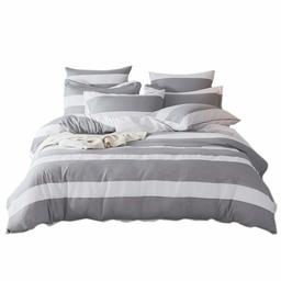 Umi. Essentials 100% Cotton Yarn Dyed Duvet Cover Set with Two Pillow Cases, Super King,