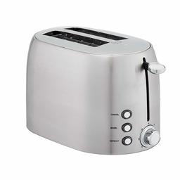 AmazonBasics 2-Slot Toaster, Brushed Silver (Renewed)