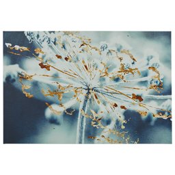 Amazon Brand – Rivet Turquoise Blue and Gold Metallic Flower Duotone Photo Print Wall Art, 45