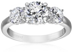 Platinum-Plated Sterling Silver Round 3-Stone Ring made with Swarovski Zirconia (4 cttw), Size 6