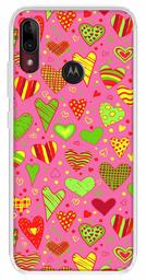 Amazon Brand - Solimo Designer Multicolor Heart Clip Art Pink Pattern Design Printed Soft Back Case Mobile Cover for Motorola Moto E6s / Motorola Moto E6 Plus