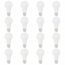 AmazonBasics 100W Equivalent, Daylight, Non-Dimmable, 10,000 Hour Lifetime, A19 LED Light Bulb | 16-Pack